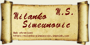 Milanko Simeunović vizit kartica